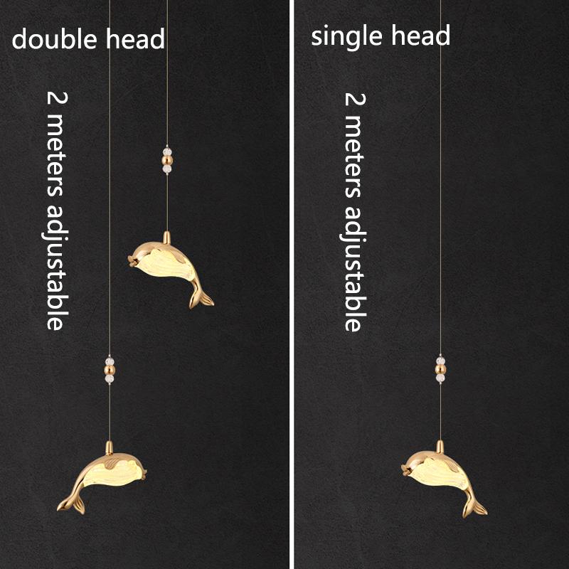 2024 new LED personalized creative luster whale chandelier for bedroom bedside pendant lights hanging lamp interior lighting