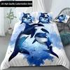 Orca Bettwäsche-Set Blaues Ozean-Bettzeug Jungen Jungen Mädchen Aquarell-Tier-Bettbezug Weiß Königin Cartoon Dropshipping