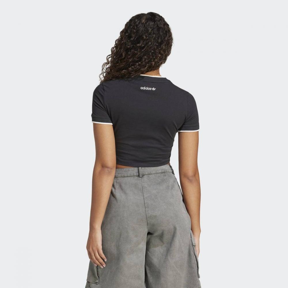 AdidaS Women S SportS Graphic Baby Tee Crop Slim Fit White  Jd1813 