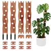Soporte de Plantas de Madera Marrón Cálido con Paneles Curvados, Aberturas y Puntas Afiladas para Entrenar Pothos y Filodendro en Macetas de Interior