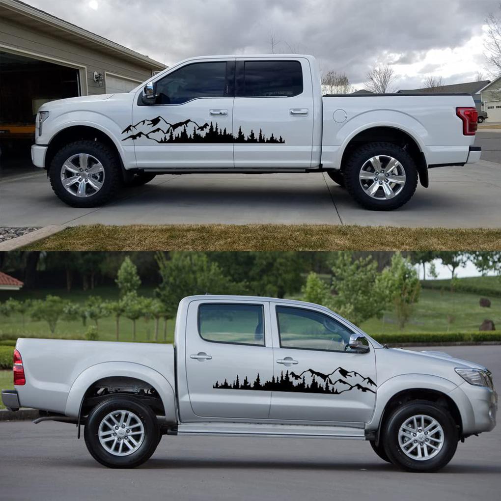 2piece Fashionable Mountain Forest Vinyl Car Stickers Easy To Install PVC Strong Adhesive Unique
