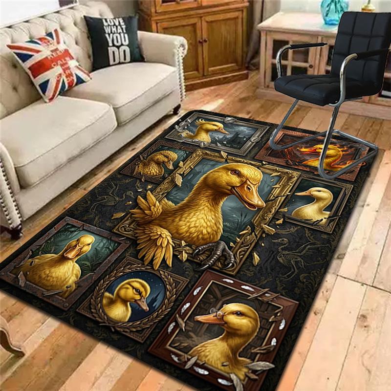 Duck Portraits Frames Pattern Rug Floor Mat for Living Room or Bedroom Soft and Comfortable Carpet a Gift for Birthday and Holiday.