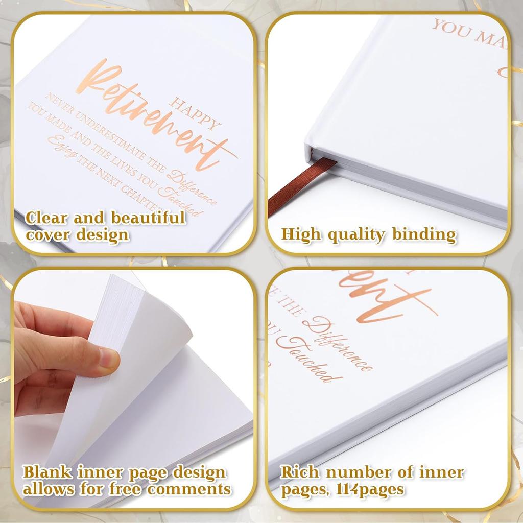 Retirement Guest Book with 2 Markers 8.7'' Square Hardcover Blank Guest Book Happy Retirement Party Supplies Retirement Gifts for Women Men Party