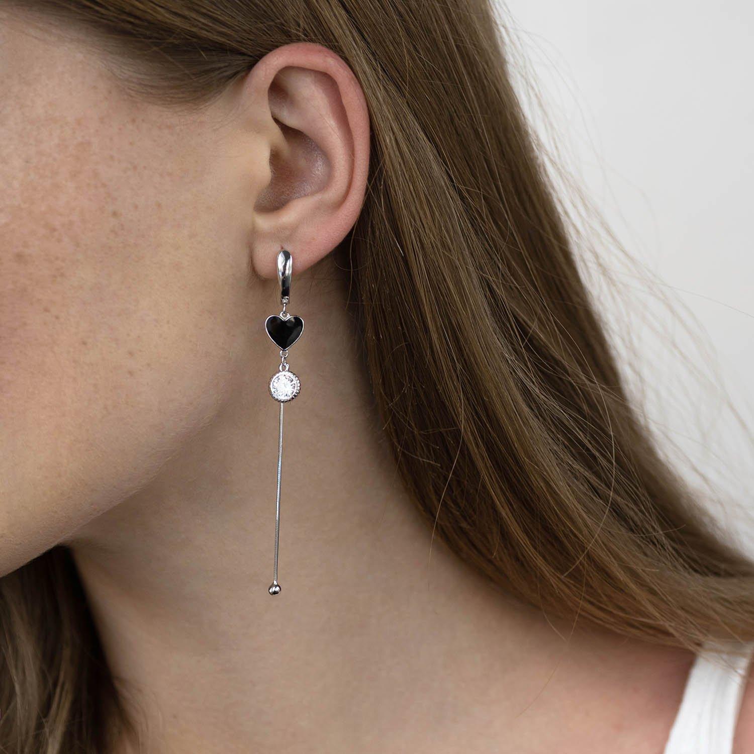 

Срібні сережки (емаль, фіаніт) Oniks срібний