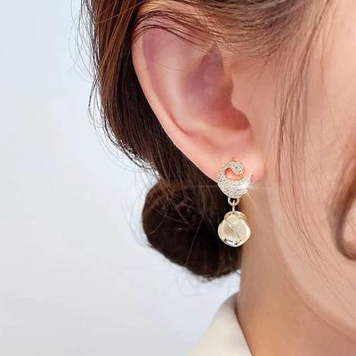 Needle Swan Earrings With Temperament, Cat's Eye Stone Earrings, Internet Famous Earrings, Fashionable Earrings