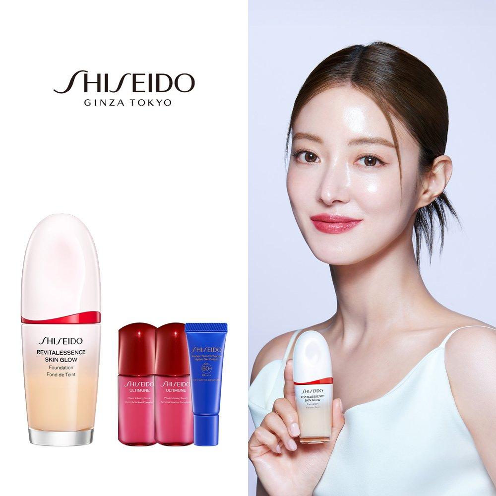 

[Shiseido] Revital Essence Skin Glow Foundation 30мл (Сыворотка Ultimune Power 10 мл x 2 + Увлажняющий чай 5 мл) набор 150