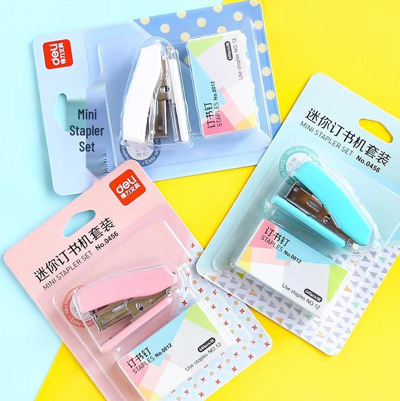 Cartoon Mini Stapler Set - Cute Student Stationery Essential