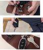 Genuine Leather Key Card Coin Small Item Smart Key Simple Design for Men and Women Case, Case, Purse, Holder, Case, Compact, (Brown)