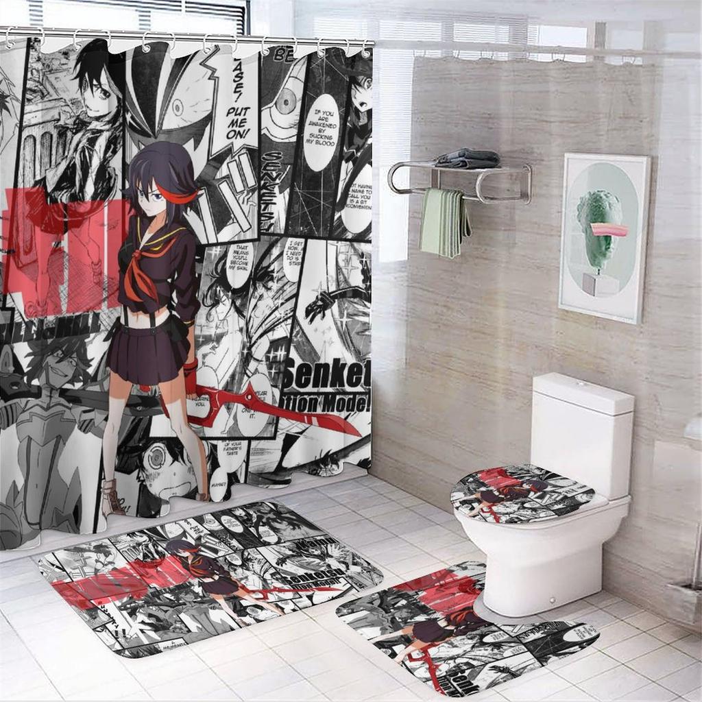 Anime Character Printed Shower Curtain Modern Non-Slip Carpet Shower Curtain Waterproof Polyester Home Decor 180