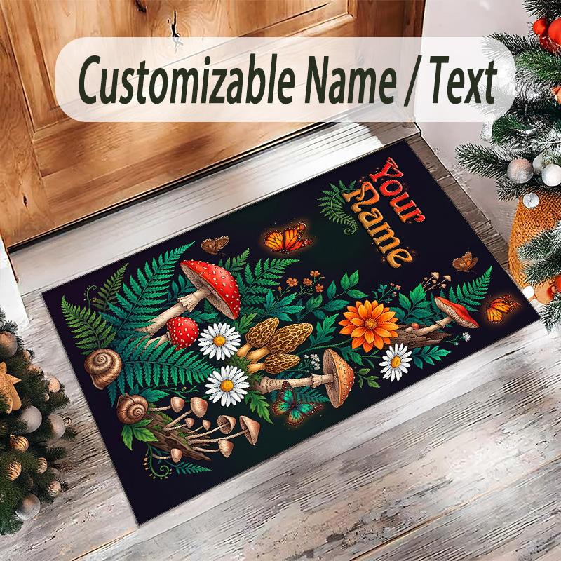 Witchcraft Theme Crystal Velvet Rug Personalized Custom Name Text Soft Floor Mat Home Decor