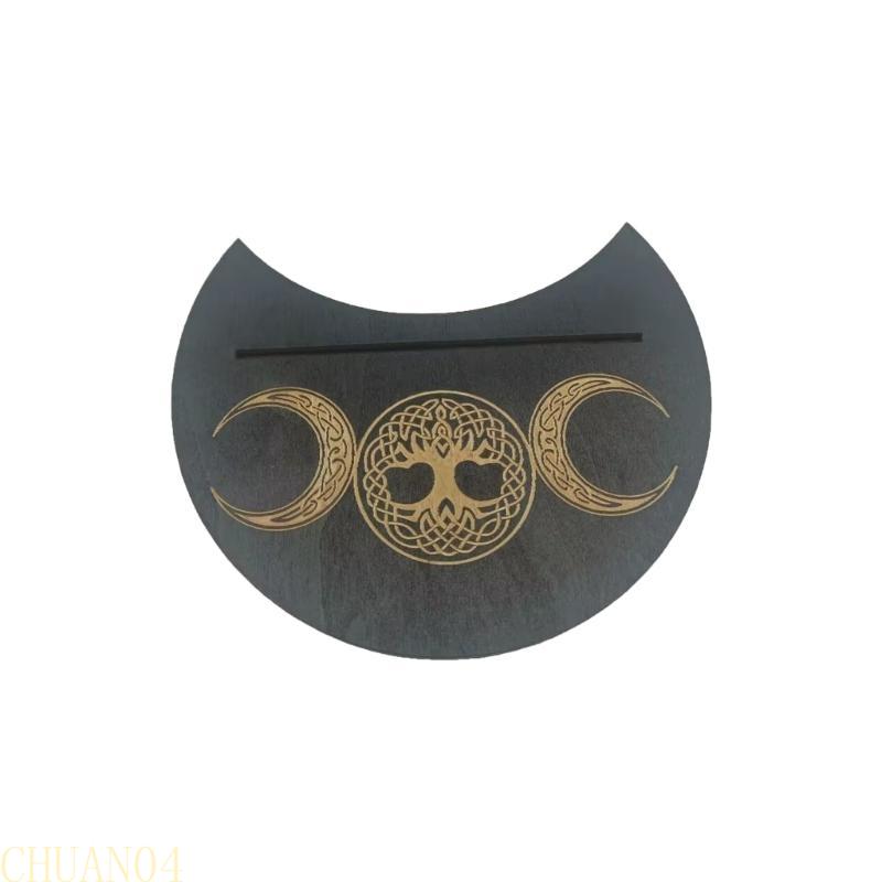 A1A2 Wooden Tarot Card Display Stand Rectangular Moon Shaped Tarot Card Holder Base Portable Serving Tray Tarot Accessories