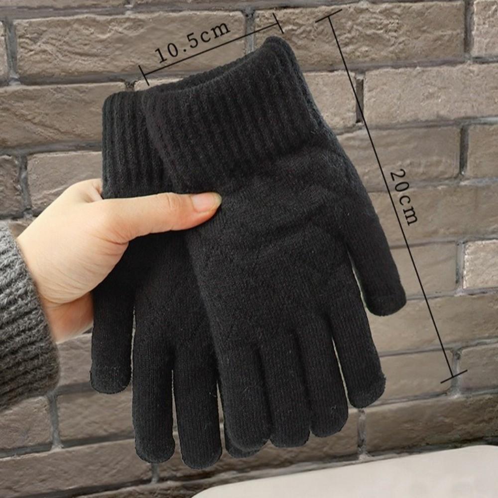 Cold Proof Knitted Gloves Thickened Plush Mittens Fashion Warm Gloves  Women Men