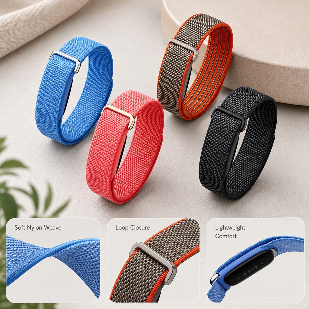 Replacement Wristbands Compatible with Screenless Activity Trackers Adjustable Soft Breathable Nylon Strap Durable and Lightweight for Daily Wear