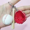 Baseball Keychain Pendant Zinc-Iron Alloy Wood Faux Leather Baseball Bat Cap Team Gift Baseball Fan Accessory