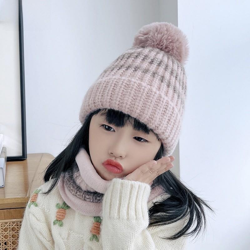 Conjunto de Chapéus de Tricô Para Mãe e Bebê Com Tecido de Lã Aquecimento de Inverno e Proteção à Prova de Vento