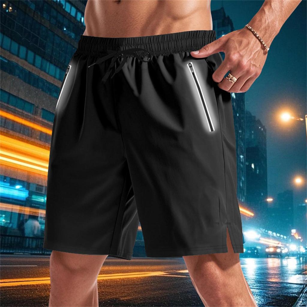 Pantaloncini Sportivi Casual da Uomo Micro Elastici Ampi da Corsa Notturna Luminosi al Buio Funzionali ad Asciugatura Rapida da Spiaggia