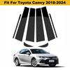8Pcs Car Polished Black Window Pillar Door Post Trims Cover BC Column Panel Stickers For Toyota Camry 2018 2019 2020 2021-2024
