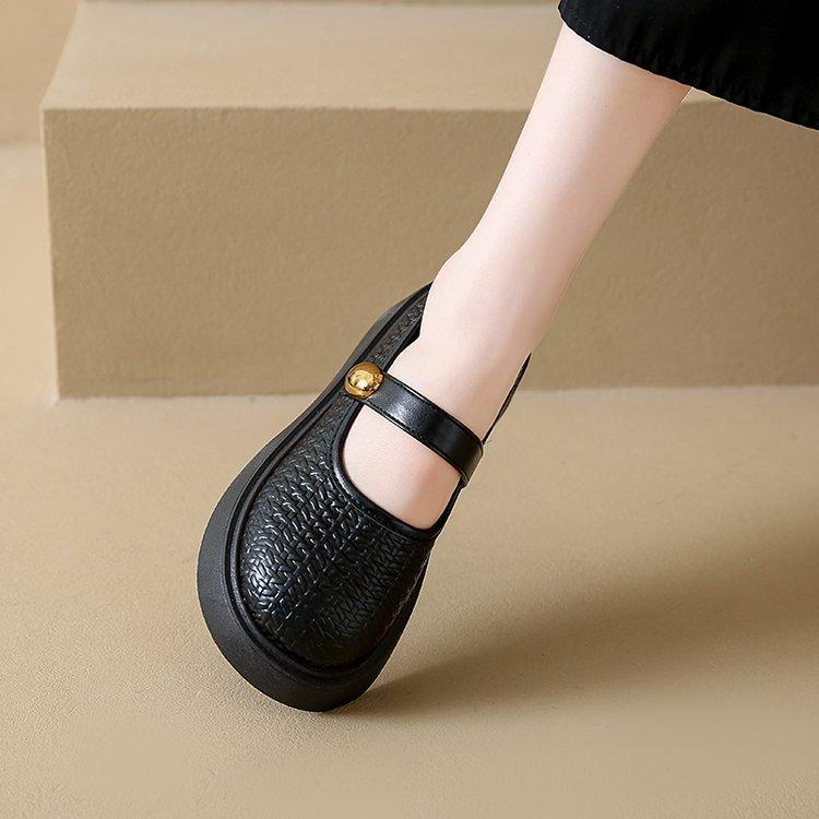

Sheepskin version~ 2025 summer new woven breathable hollow women s shoes silver summer Mary Jane thick-soled cool single shoes 35