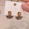 Coffee Diamond Heart Ginkgo Leaf Earrings for Women - Trendy, Elegant, Light Luxury Ear Accessories