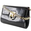 Salvatore Ferragamo ChainShoulder Shoulder Bag AQ21-8752 Gancini 2-way Clutch Black Enamel Women Used