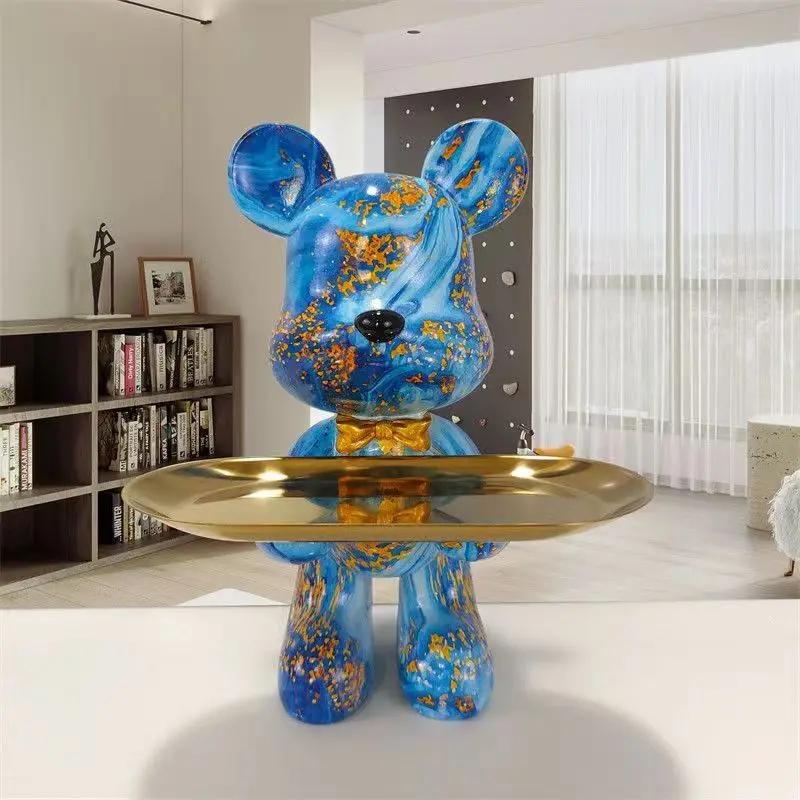 29cm Graffiti-Bär Figur Heimdekoration Tierstatue Schlüsselaufbewahrung Regal Moderne Raumskulptur Tischdekoration Abstraktes Ornament