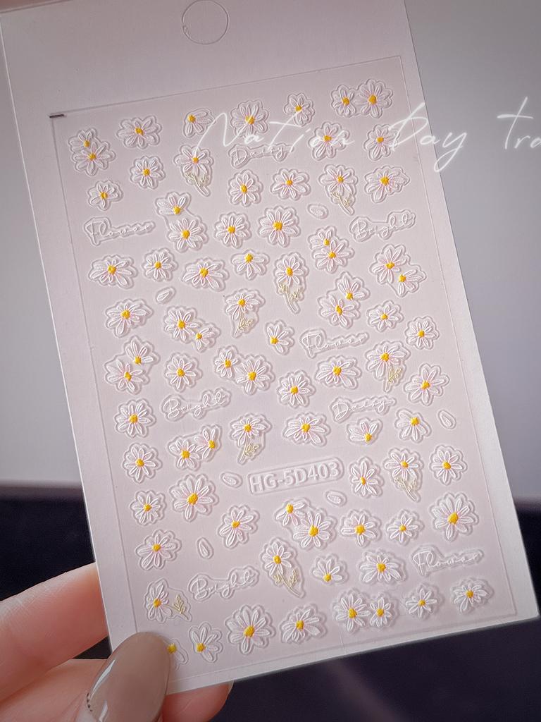 Pure Lace And Lace Nail Stickers 5d Embossed Sweet And Cool Cartoon Nail Stickers With Multiple Styles And Colors As Decorations