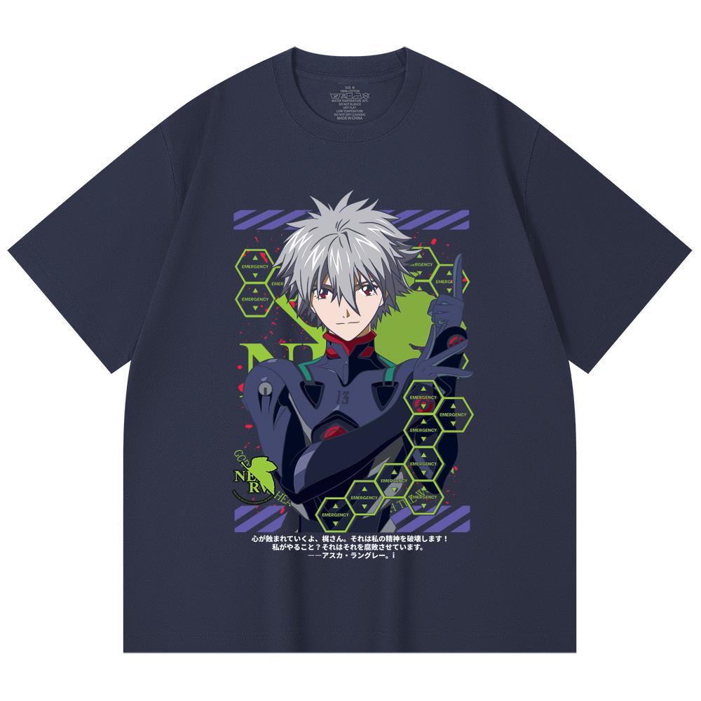 230 Gsm 100% Cotton Evangelion V5 Kagoru Print Unisex Heavy Cotton T Shirt