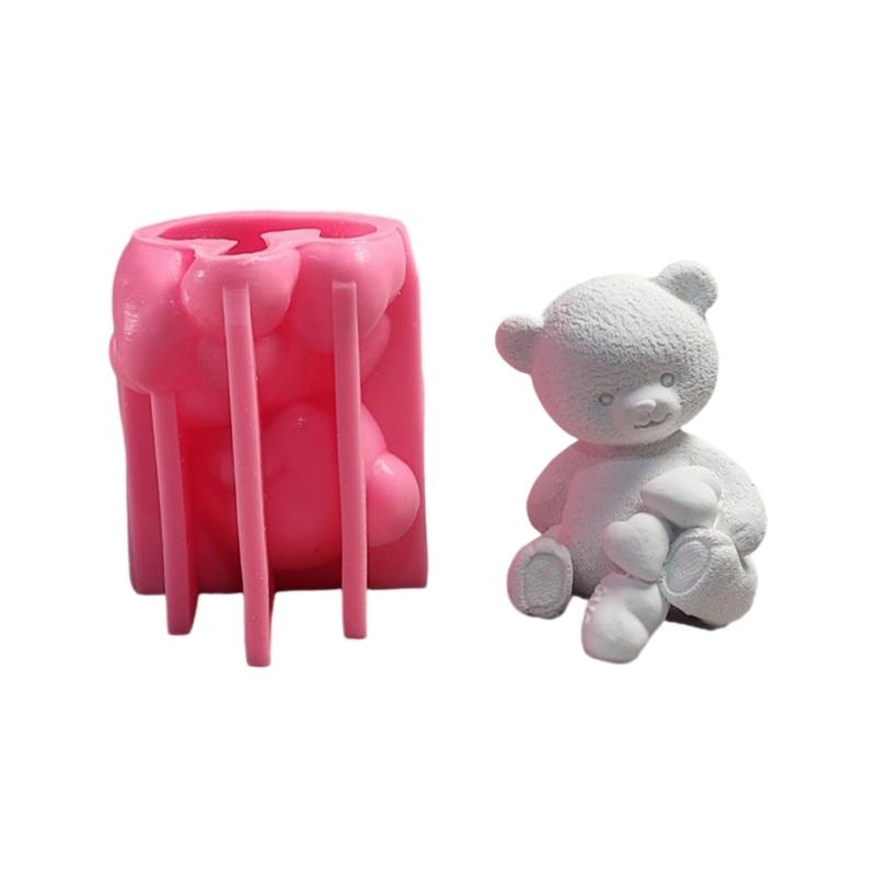 Flexible Silicone Mold Bear Figurine Shaped Candle Molds Scented Aromatherapys Making Mould Handmade Ornament Mould