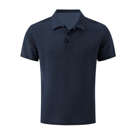 

Men Waffle Golf Shirt Button Shirt Short Sleeve Turndown Collar Summer Textured Casual Shirt for Office S