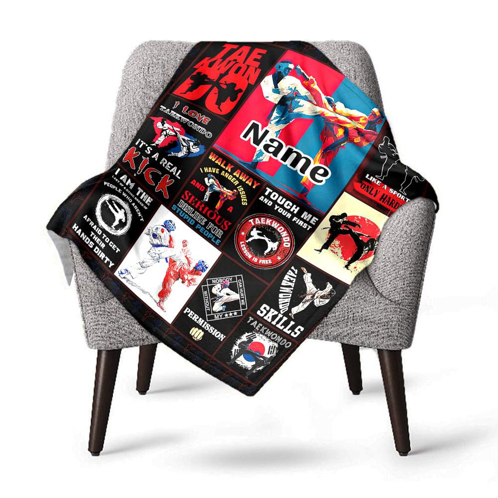 Taekwondo Home Customize Your Name Blankets Comfortable Soft Lightweight Allseason Multipurpose Blanket For Picnics Sofas Offices Beds Living Rooms