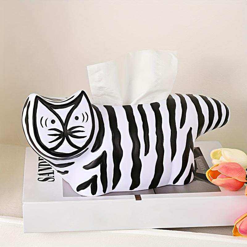 1PC Vinyl Tissue Box Striped Cat Contemporary Cartoon Cat Showroom Soft Decor Vinyl Tissue Box 17x14cm