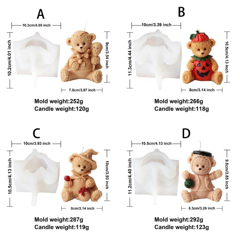 3D Bear Candle Mold Aromatherapy Candle Molds Epoxy Resin Wax Mould Handcrafted Gypsum Ornaments for Craft Enthusiasts