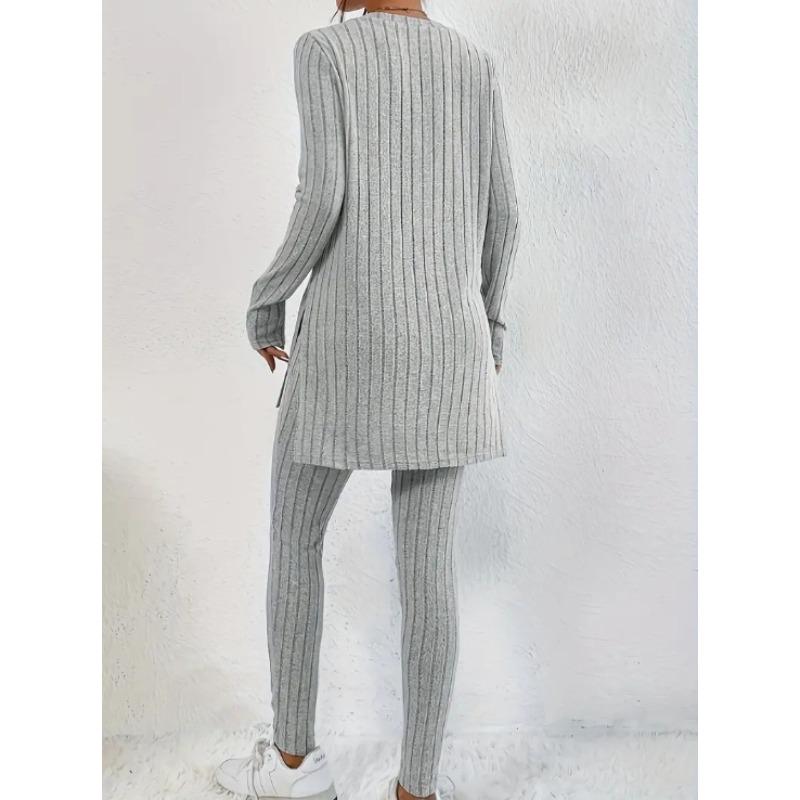 JKASHDK Damenmode Casual Frühling Herbst Einfarbig Druck Langarm O-Ausschnitt Hosen Hosen Anzüge