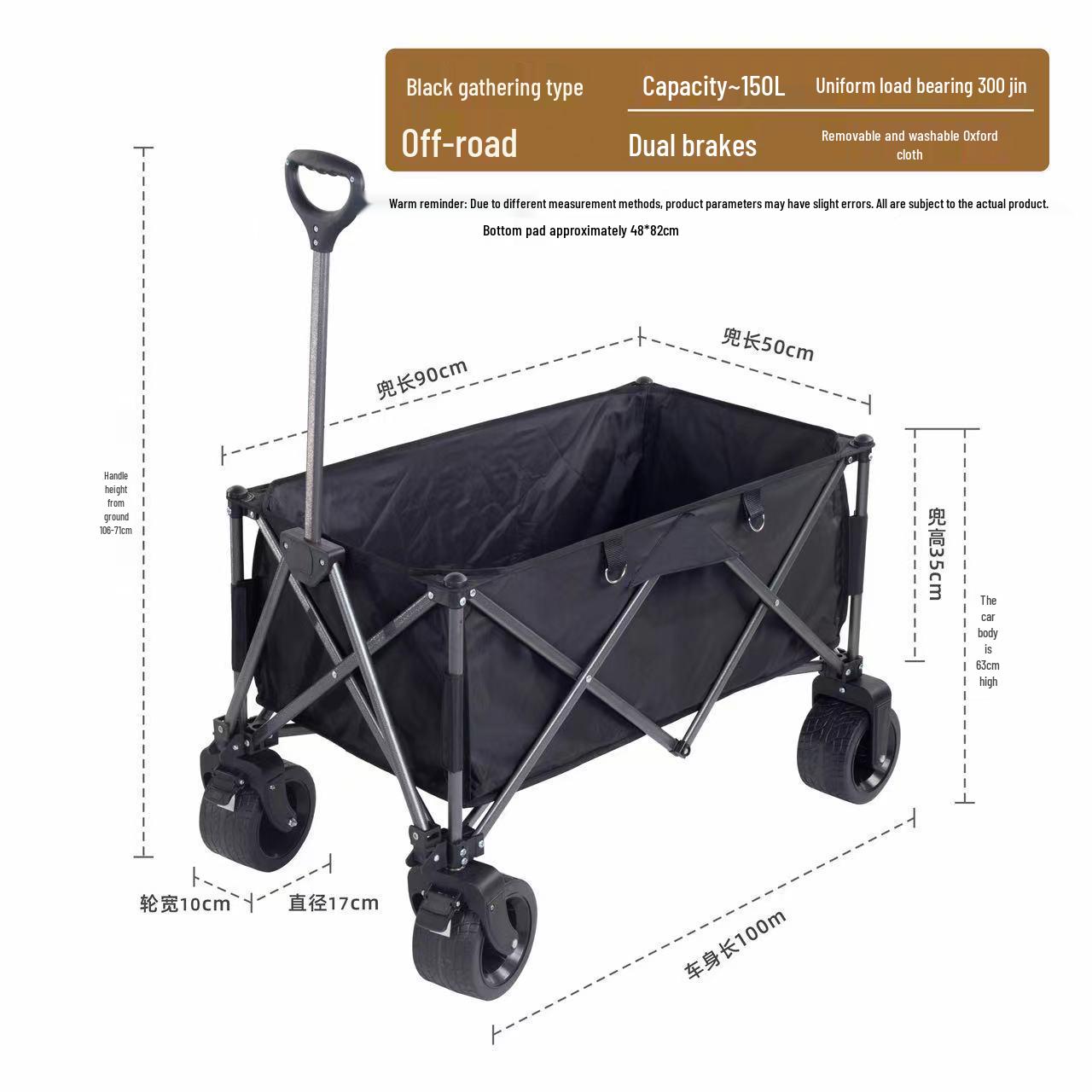 Large Outdoor Folding Handcart for Camping, Picnic, and Grocery Shopping