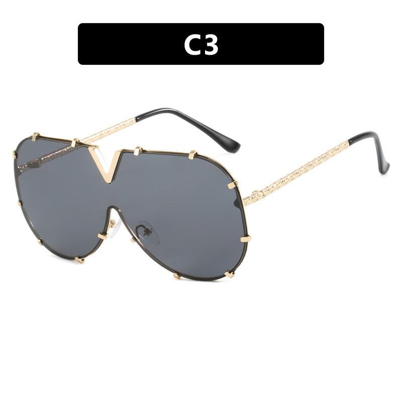 Fashion Metal One-Piece Sunglasses V Large Frame Sunglasses Sunglasses
