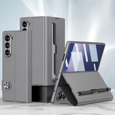 Samsung ZFold7 Flip Leather Case Mobile Phone Case Men's Card Case Folding Trendy Brand Pen Slot Protective Case