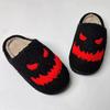 Fashion Halloween Platform Fur Slippers Women Warm Anti Slip Black Cotton Slippers Woman Winter Indoor Round Toe Plush Slides Female