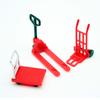 Miniature Dollhouse Accessories Platform Trolley Fork Lift Hand Cart Set Doll House Scene Ornament Mini Flat Cart Pallet Truck Dolly
