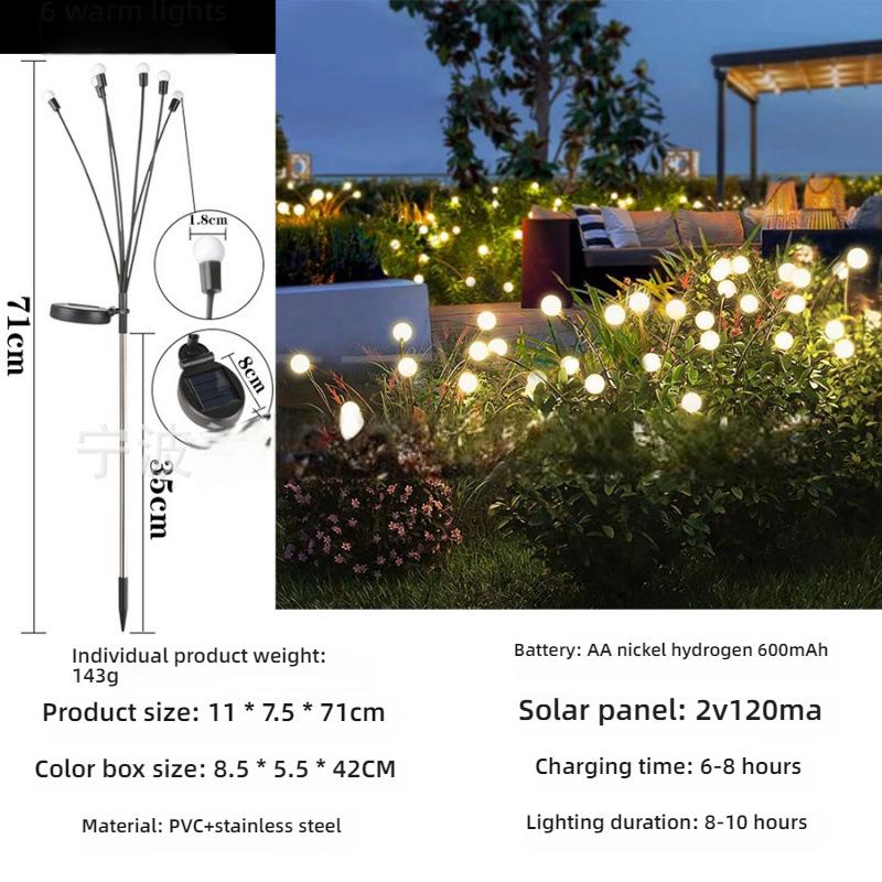 6/8/10 LED Solar Firefly Lights Waterproof Outdoor Garden Pathway Lamp Vibrant Decor Light for Patio Yard Landscape