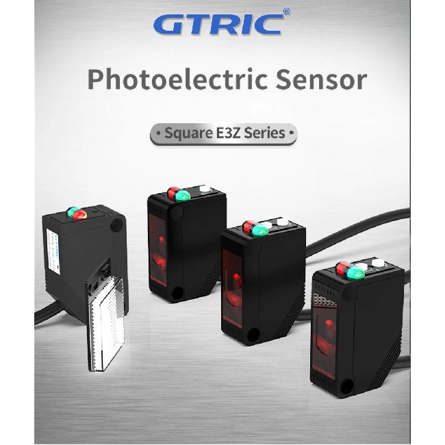 GTRIC E3Z-D61 Diffuse Reflection Photoelectric Sensor NPN PNP 12-24VDC Square Infrared Optical Switch Distance 30CM With Bracket