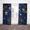 2 ks - Ramadan - Modrá hvězda a měsíc - Tištěný závěs - Polyesterový materiál, vhodný do ložnice, obývacího pokoje, pracovny