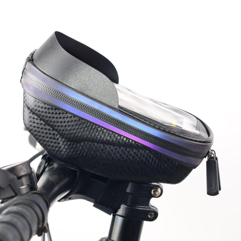 Unisex EVA Hartschalen-Fahrradlenkertasche mit Touchscreen, Wasserabweisendes Handyfach für Mountainbiking