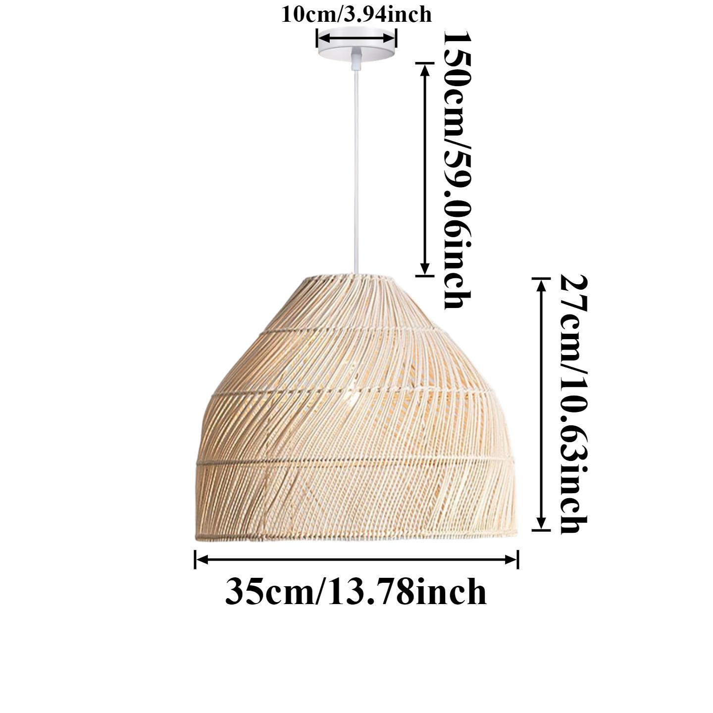 

35cm Creative Hand Woven Rattan Art Pendent Lamp Retro Restaurant Hotel Hallway Chinese Rural E27 Decor Hanging Lighting Fixture Without E27 Bulb
