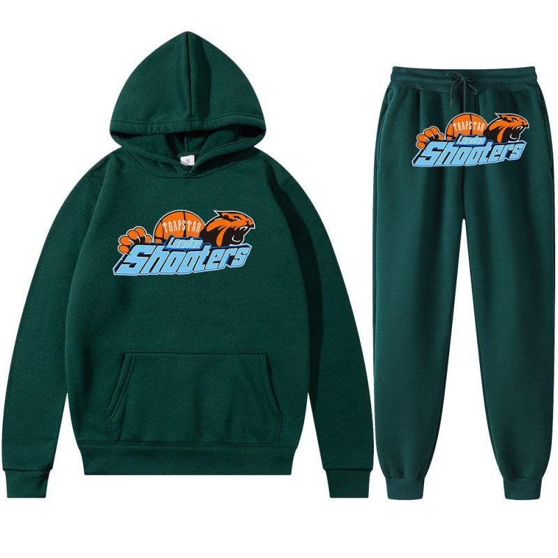 Printed Sportswear Men's Two-piece Loose Hooded Sweatshirt Set