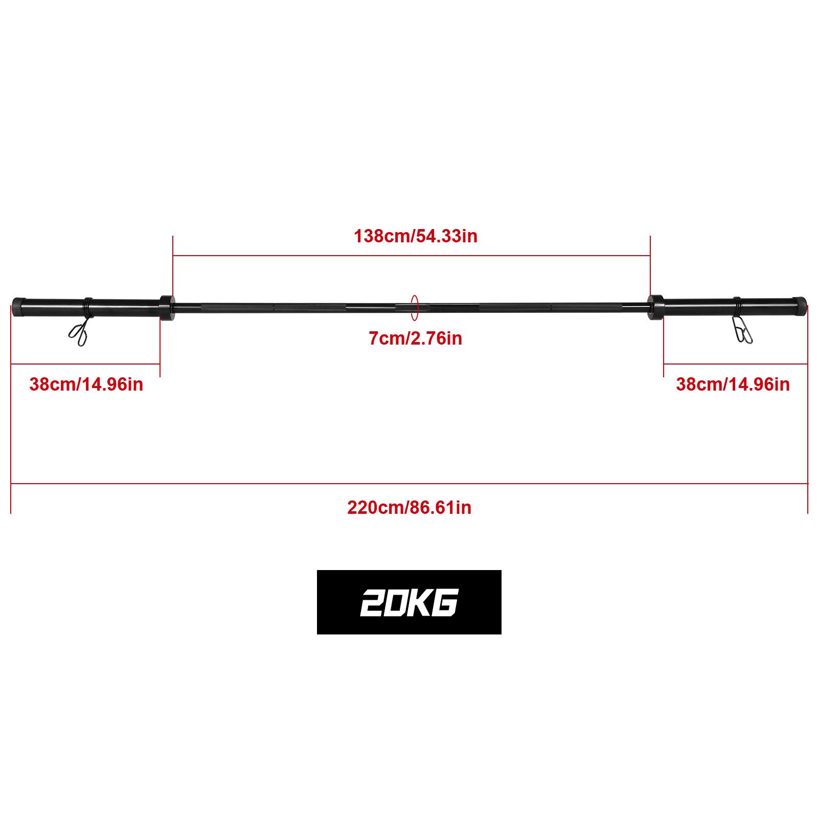 7.21ft Strength Training Barbell 1000LBS Load Professional Weightlifting Standard with Bronze Bushing for Squats Bench Press Gym