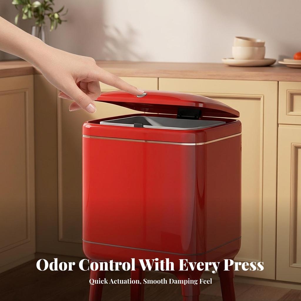 Trash Can with Legs and Wheels Slim Space-Saving for Kitchen