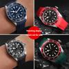 22mm Curved End Rubber Watch Band for Tudor Black Bay 58 Bronze – Soft Silicone Strap, Red Floral Pattern, Waterproof & Durable