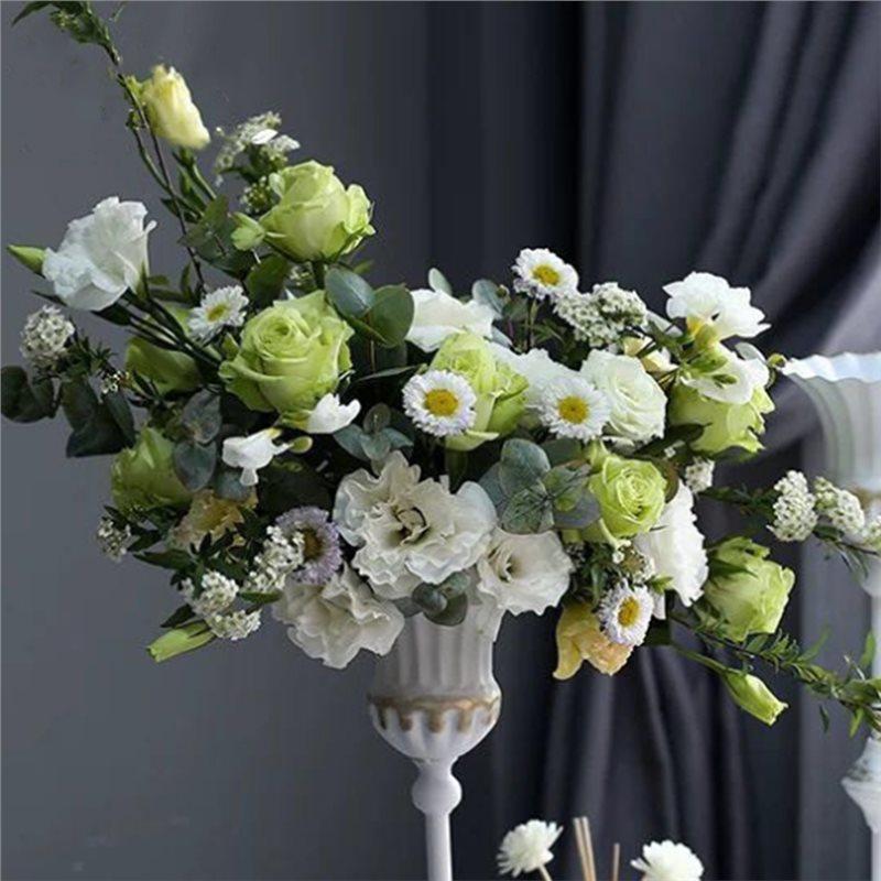 A58Z Europäischer Stil Ornament Vintage Eisenkunst Vase Blumengesteck Tischplatte Hohe Beine Florales Dekoratives Gefäß