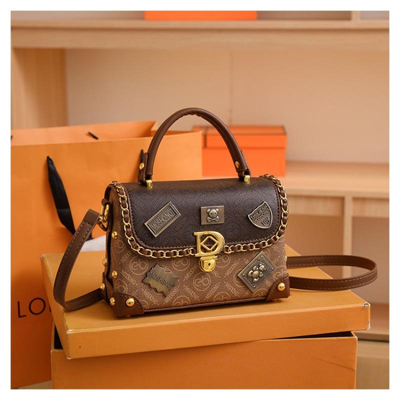 

Новая нишевая дизайнерская сумка через плечо, модная ретро сумка с нашивками, женская модная сумка-мессенджер, портативная сумка-коробка коричневый