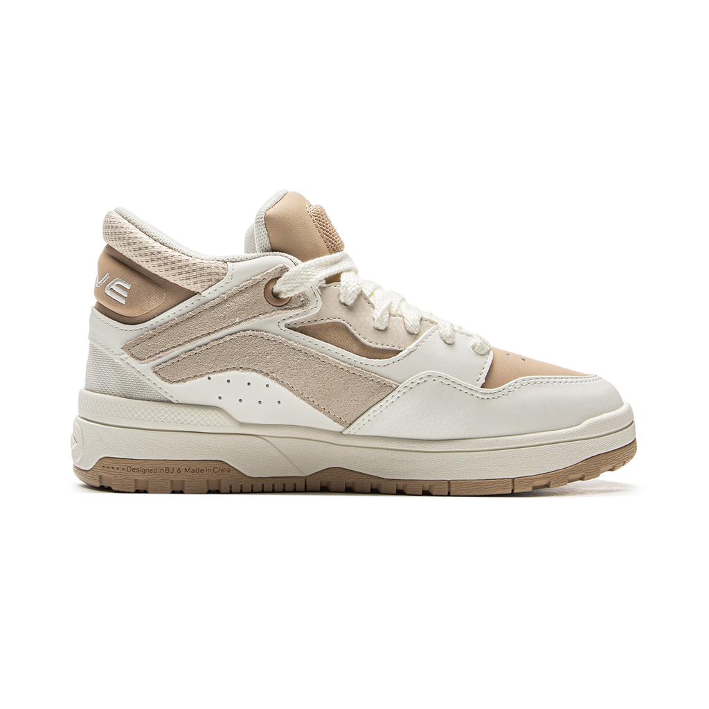 New LiNing Only Us MID FLEECE Warm Slip Resistant Mid Top Skateboard Shoes Women's Beige Brown AGCU160-3